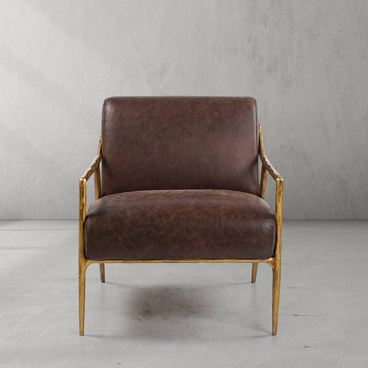 Thades Brown Leather Accent Chair