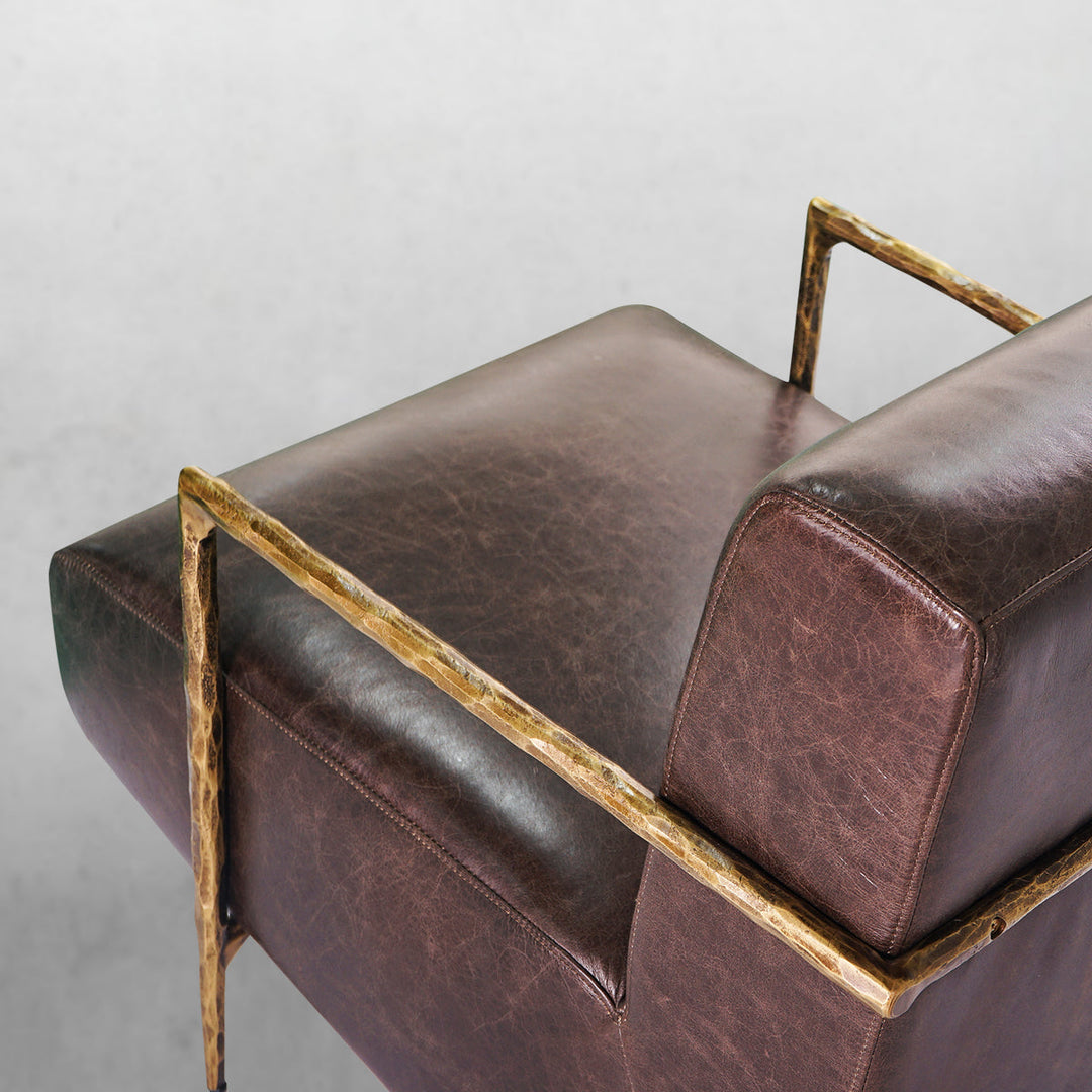 Thades Genuine Brown Leather Accent Chair