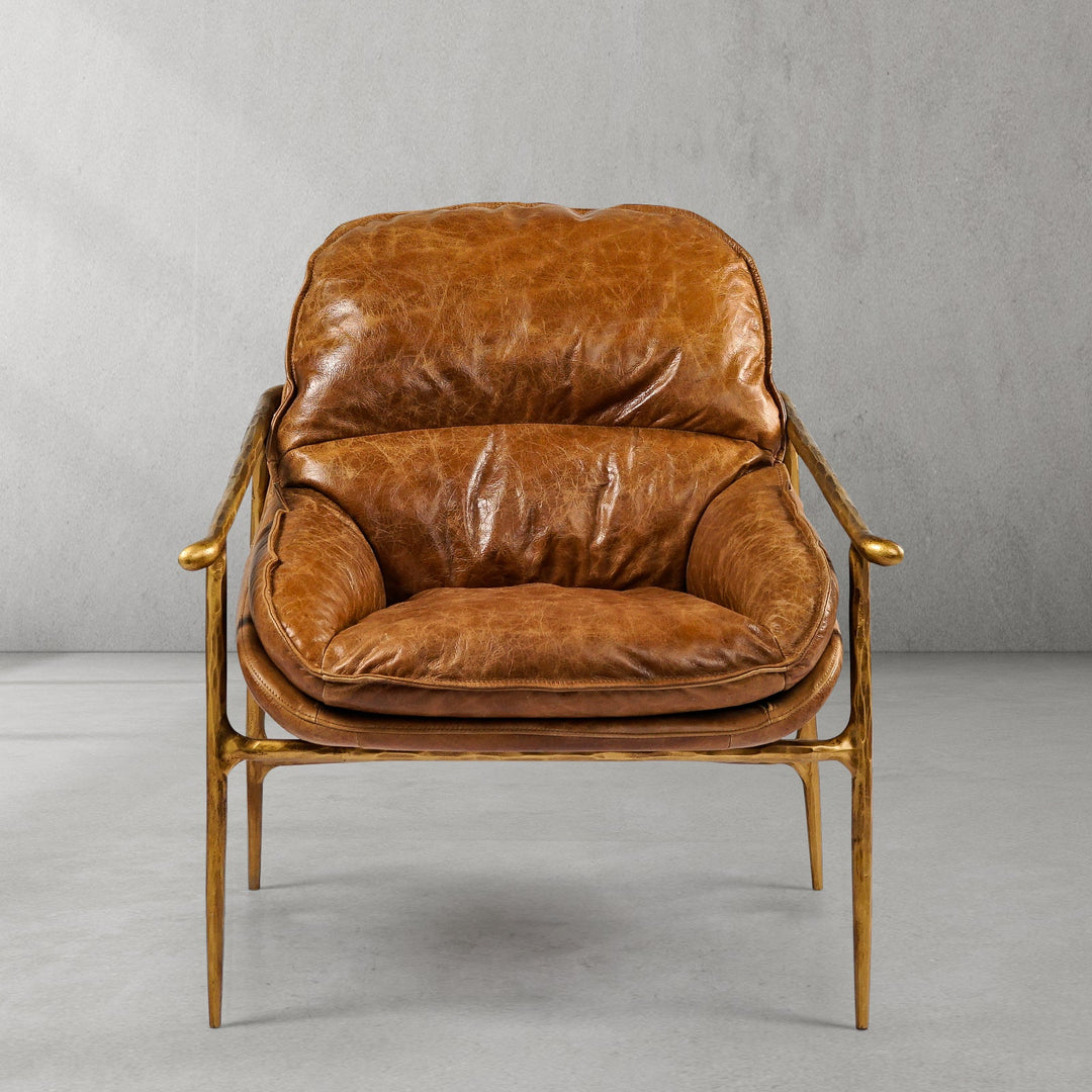 Thades Brown Leather Accent Chairs