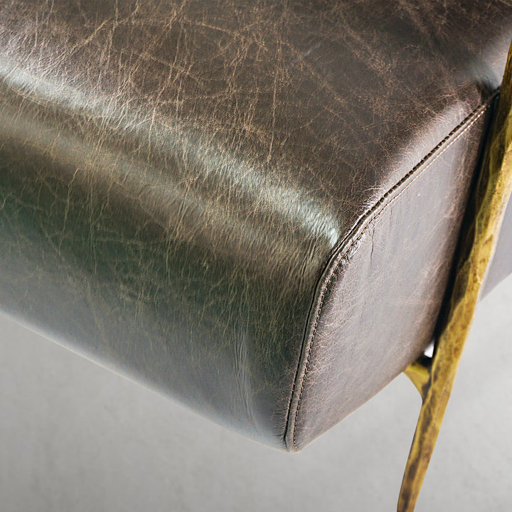 Thades Genuine Brown Leather Accent Chair