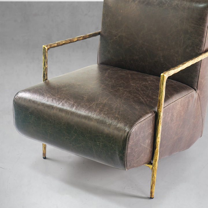 Thades Genuine Brown Leather Accent Chair