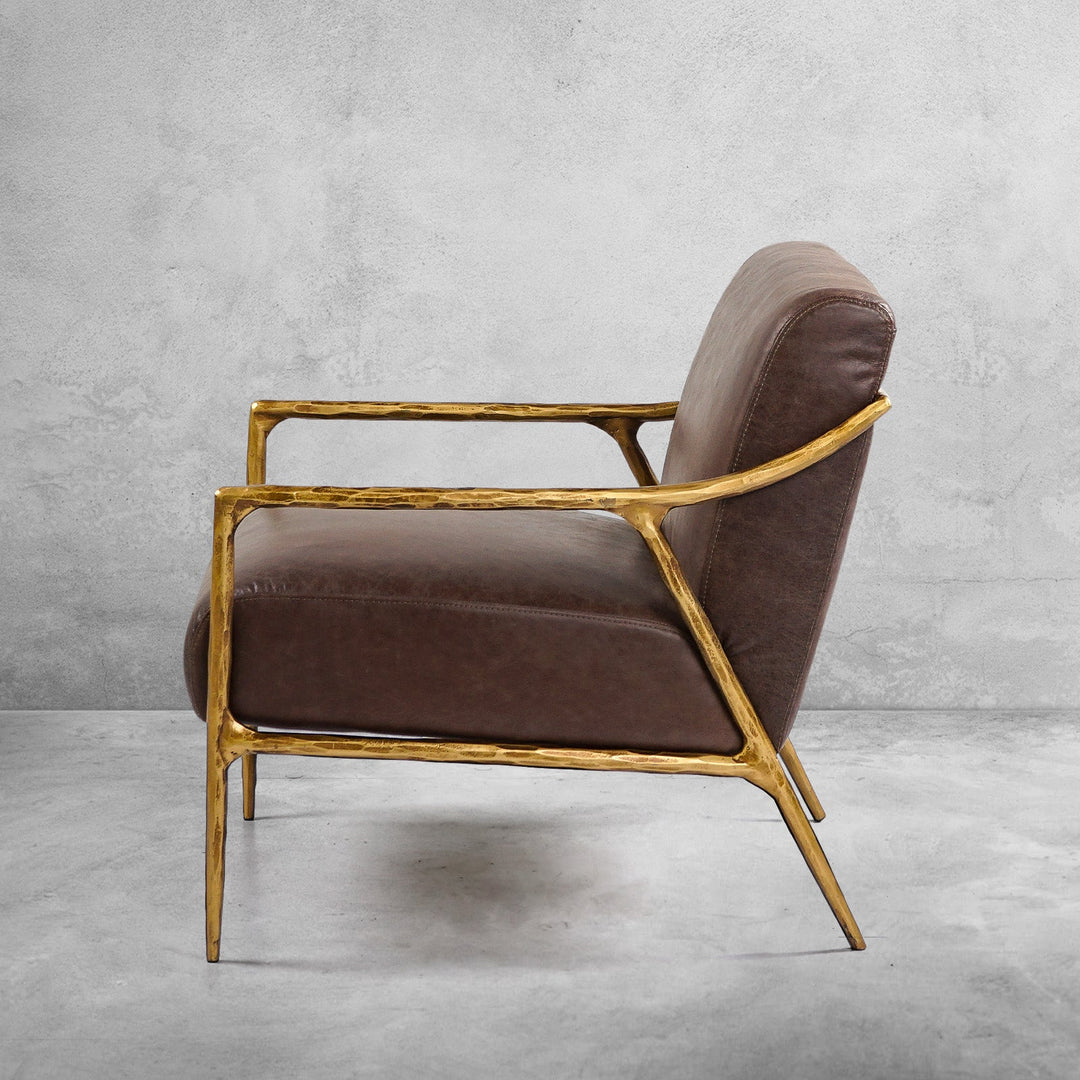 Thades Brown Leather Accent Chair