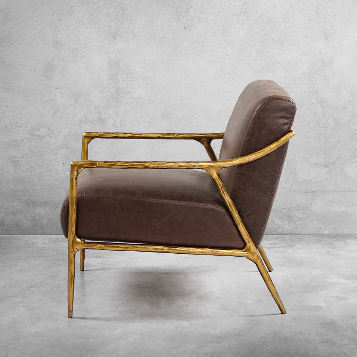 Thades Brown Leather Accent Chair