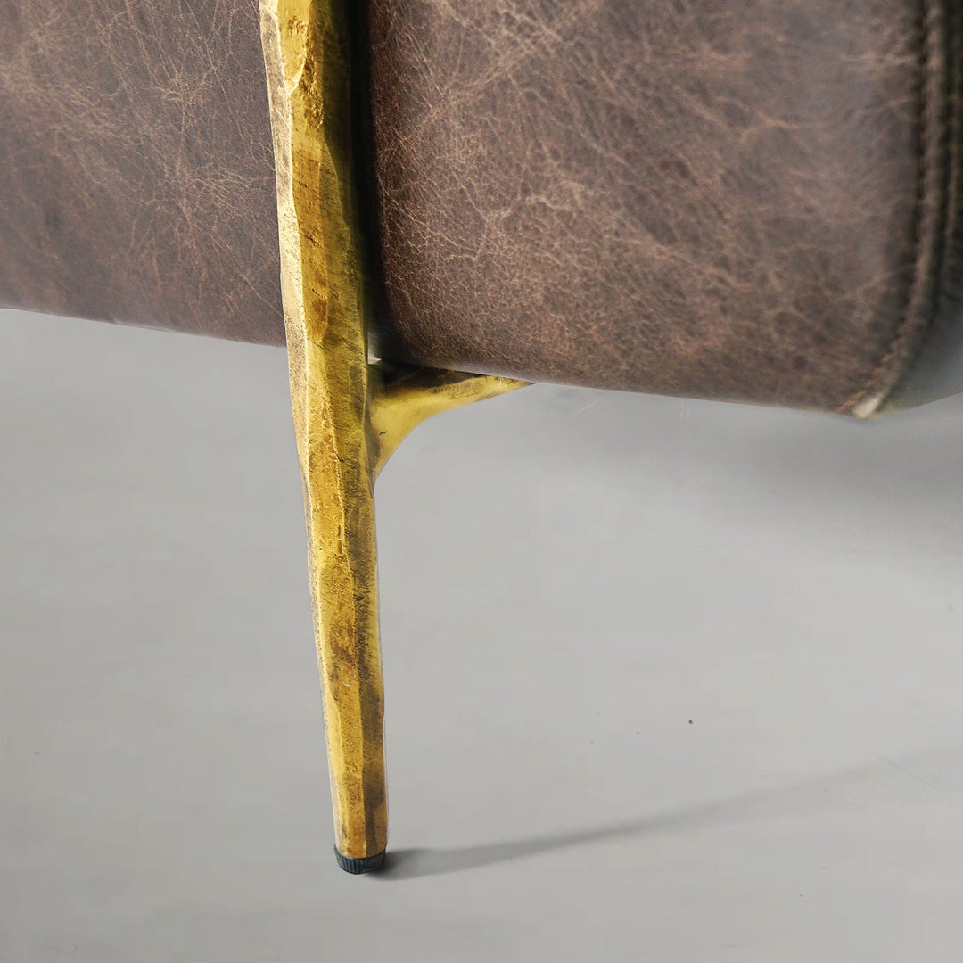 Thades Genuine Brown Leather Accent Chair