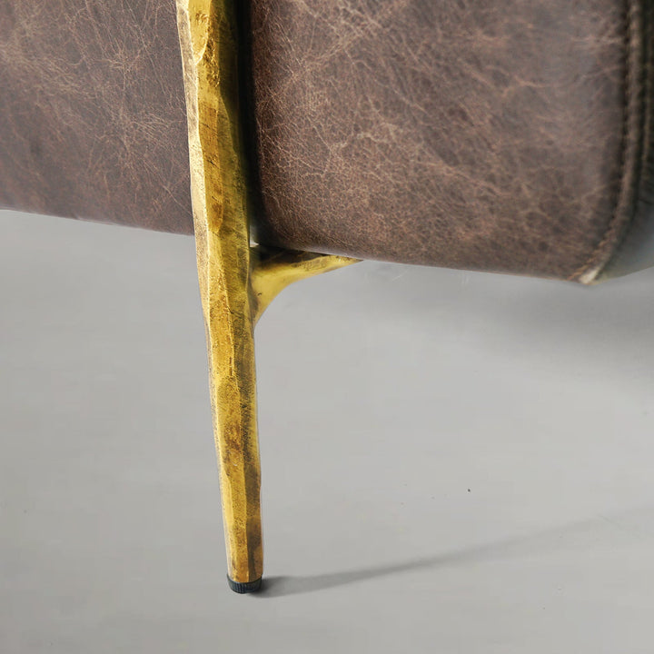 Thades Genuine Brown Leather Accent Chair