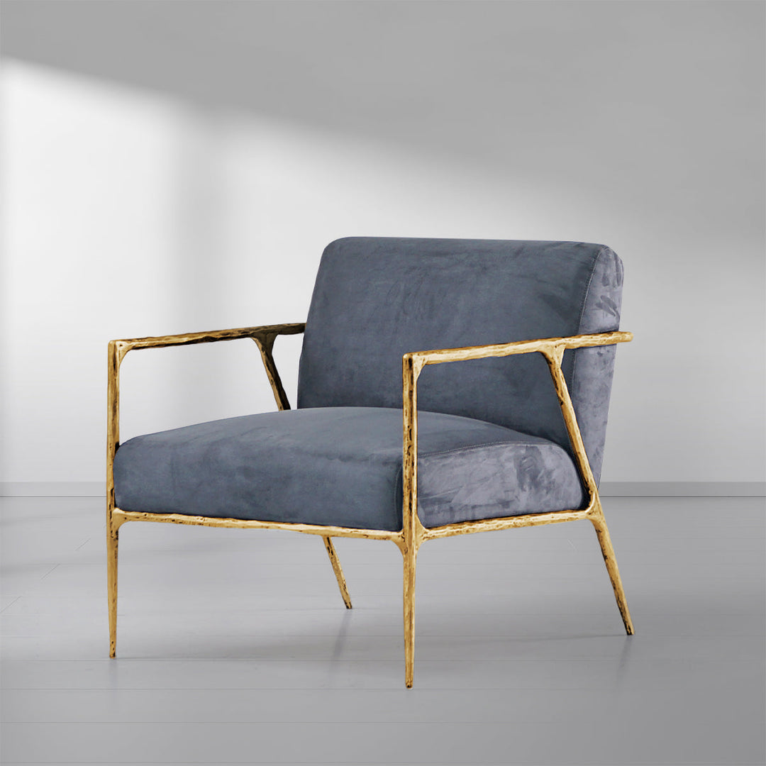 Thades Retro Silver Iron Frame Track Armchair