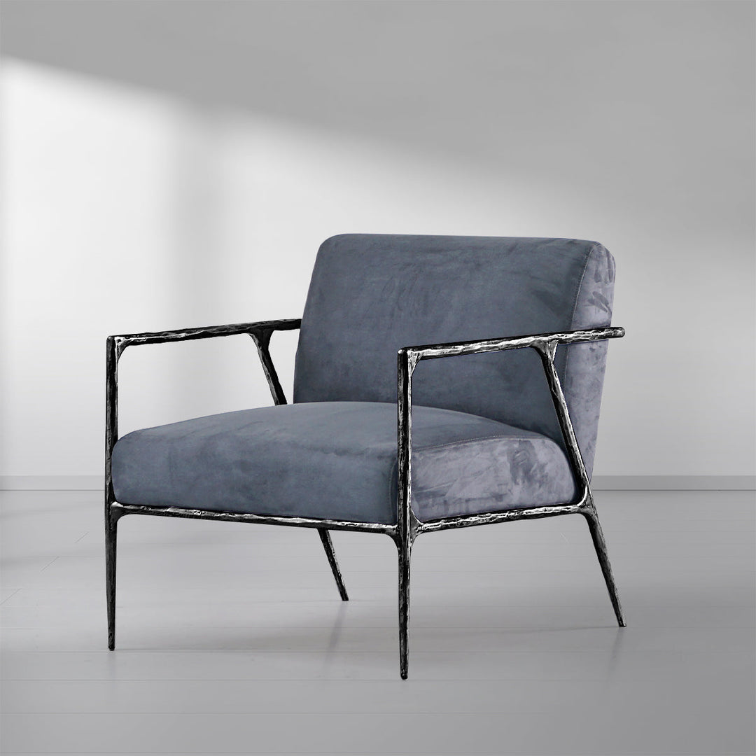 Thades Retro Silver Iron Frame Track Armchair