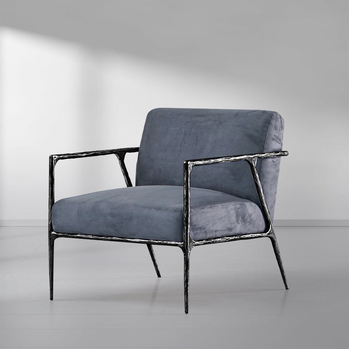 Thades Retro Silver Iron Frame Track Armchair