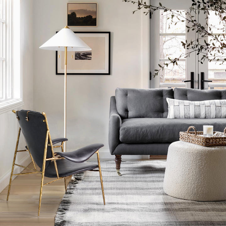 Thades Enamel Wooden Plate Leather Armchair
