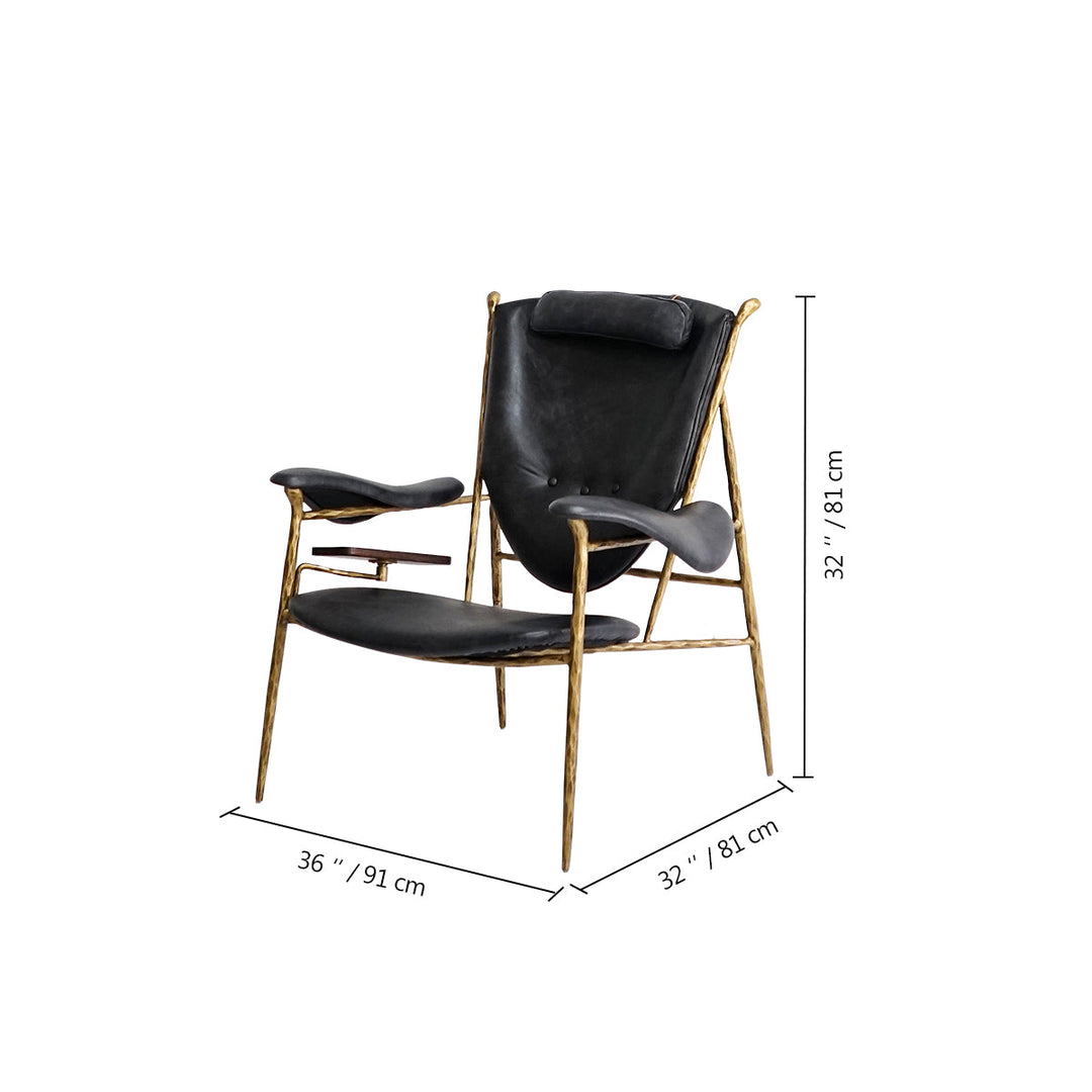 Thades Enamel Wooden Plate Leather Armchair