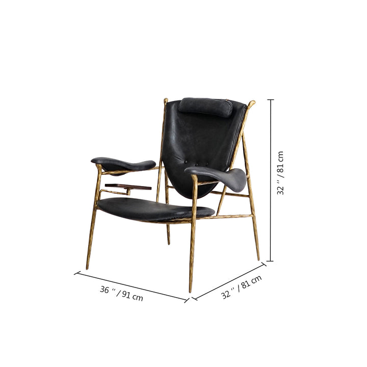 Thades Enamel Wooden Plate Leather Armchair