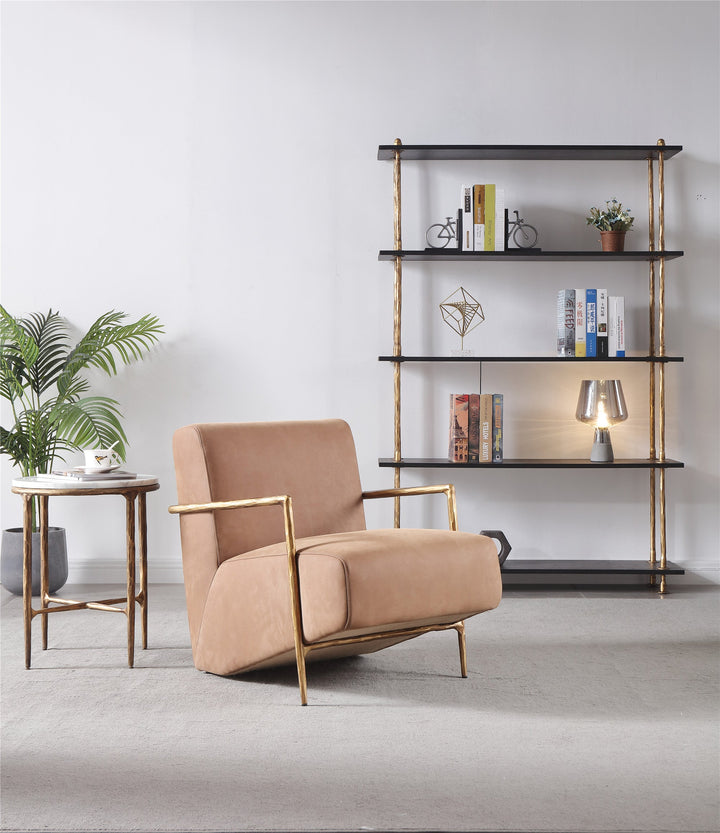 Thades Genuine Brown Leather Accent Chair