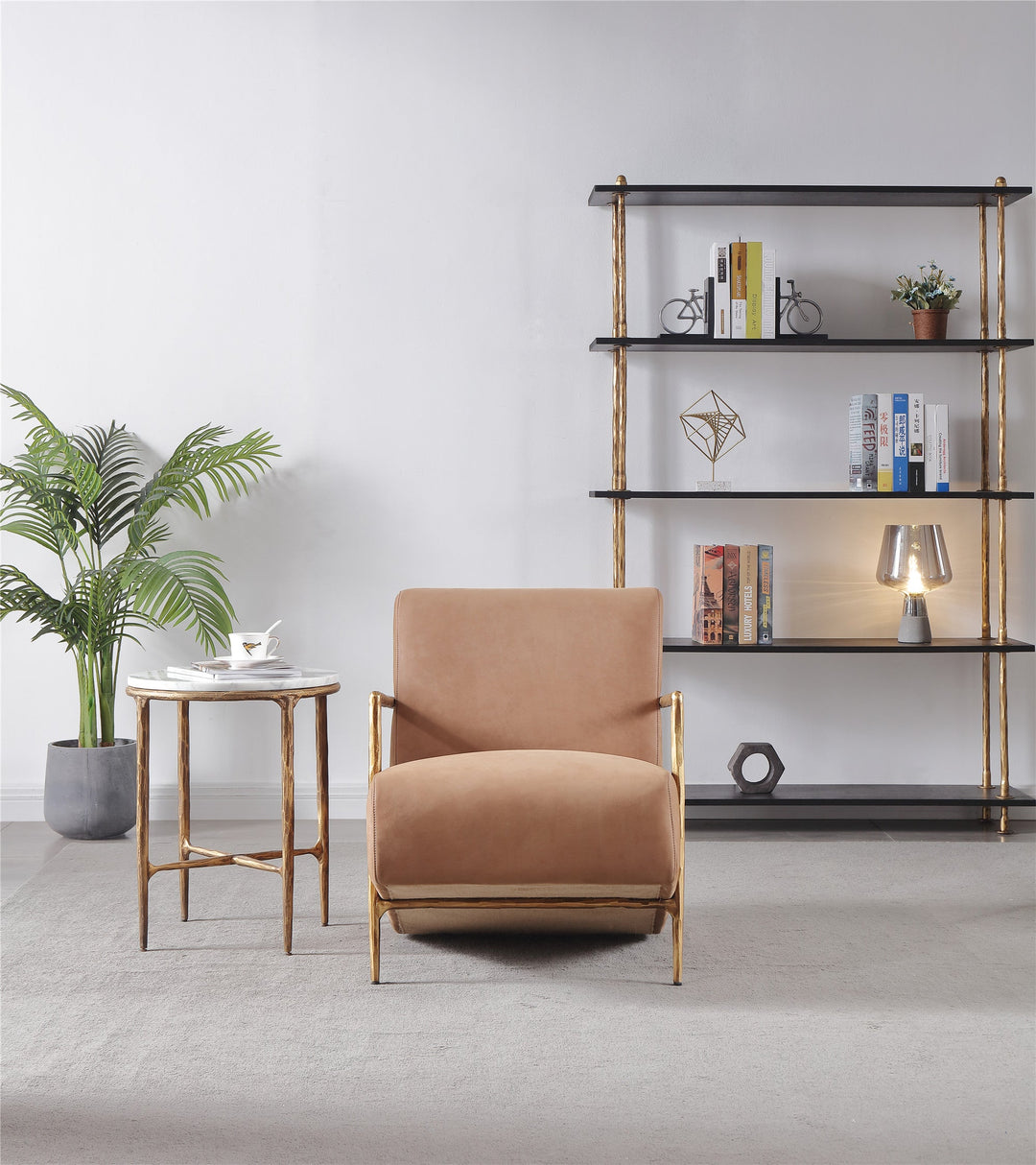 Thades Genuine Brown Leather Accent Chair