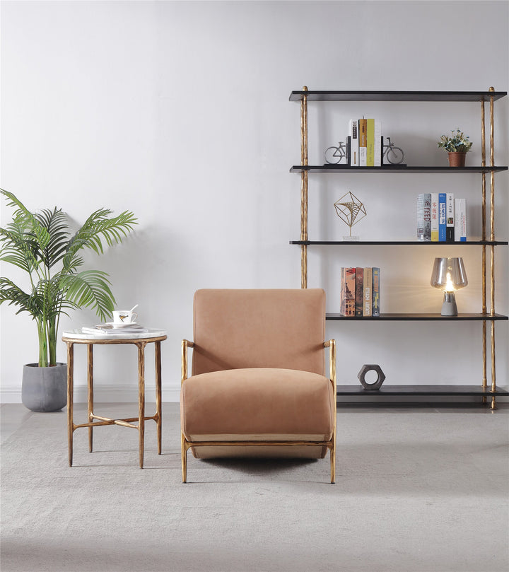 Thades Genuine Brown Leather Accent Chair