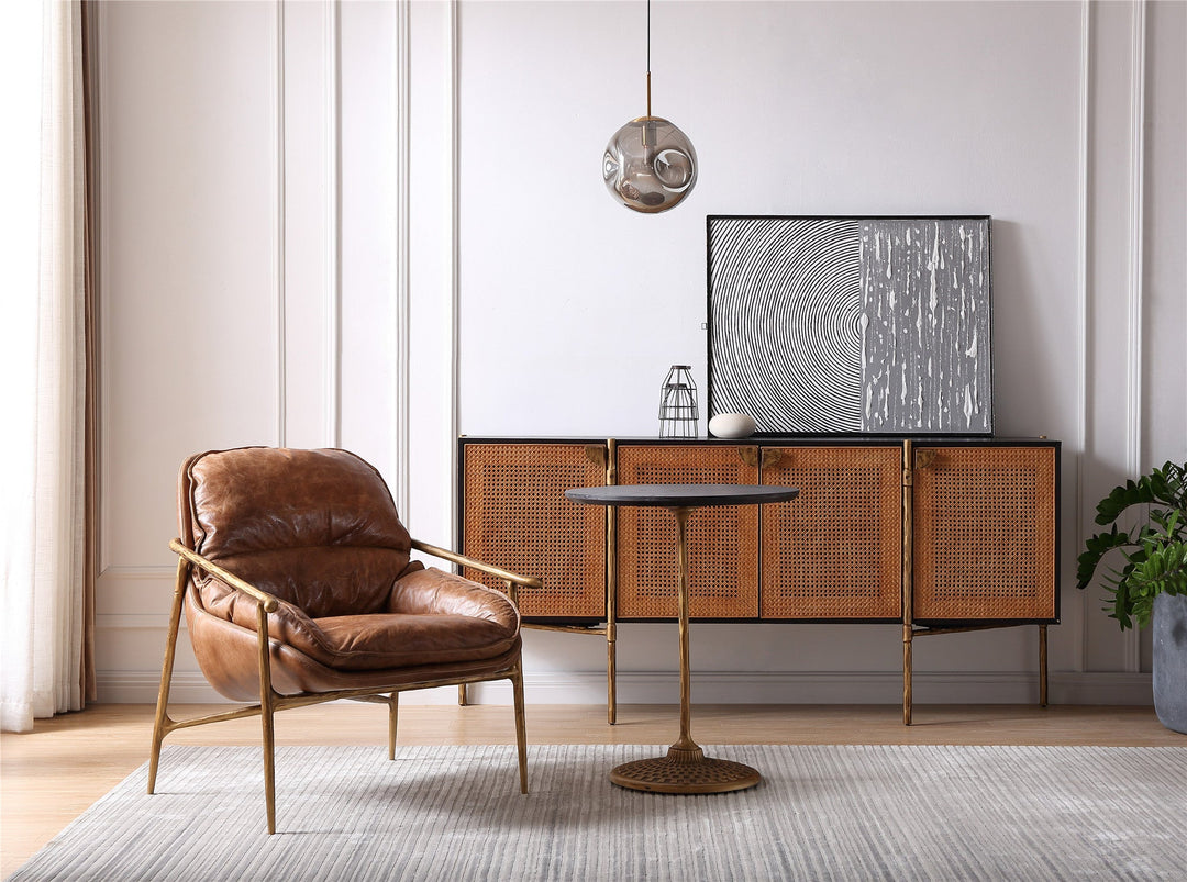 Thades Brown Leather Accent Chairs