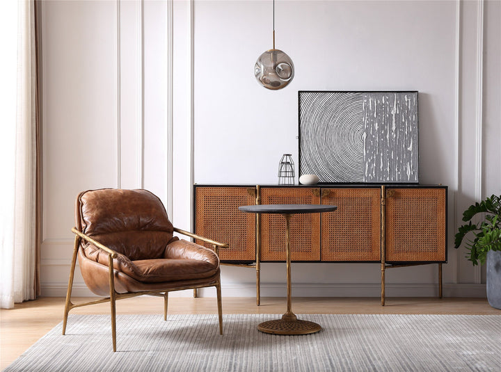 Thades Brown Leather Accent Chairs