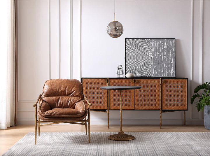 Thades Brown Leather Accent Chairs
