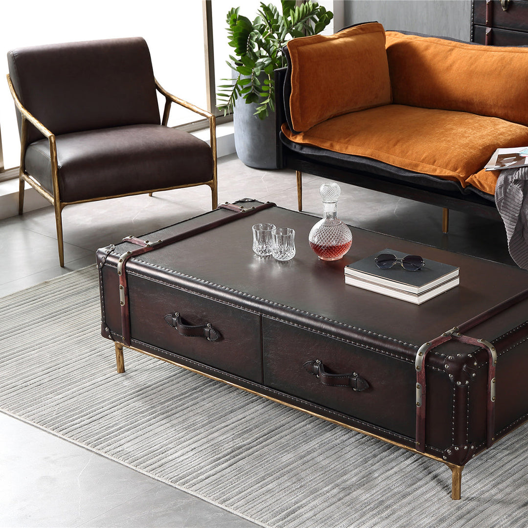 Thades Brown Leather Accent Chair