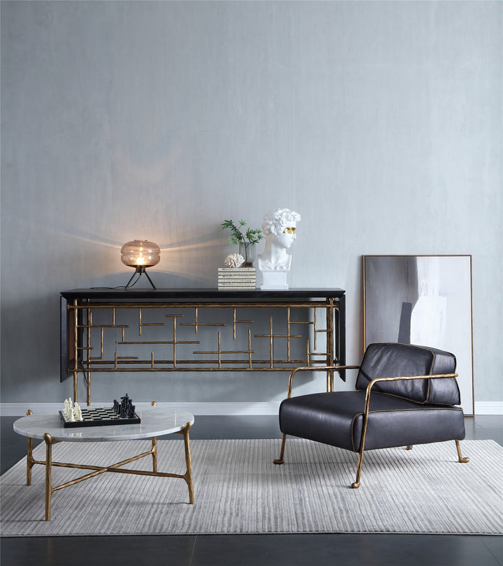 Thades Metal Frame Rattan Console Table
