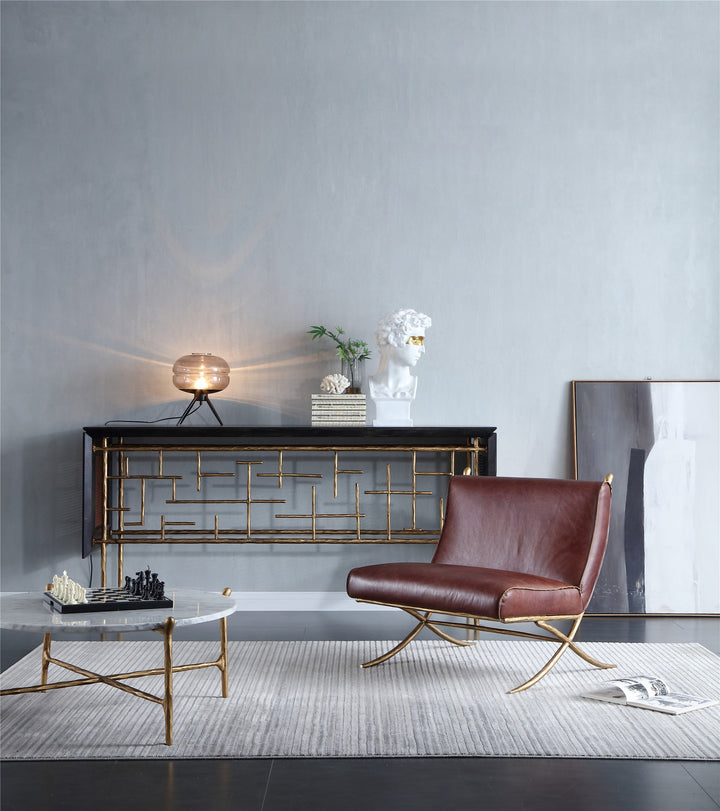 Thades Metal Frame Rattan Console Table