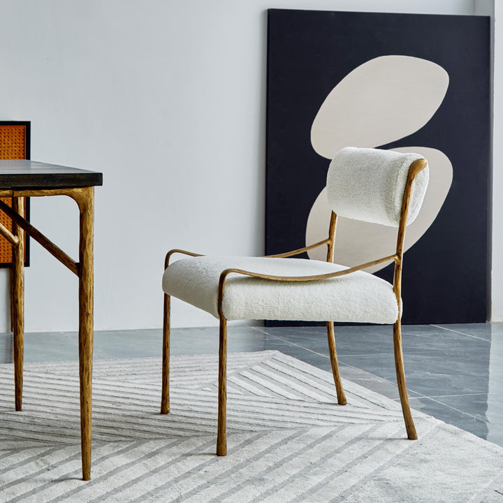 Thades Retro Copper Iron Frame Armless Dining Chair