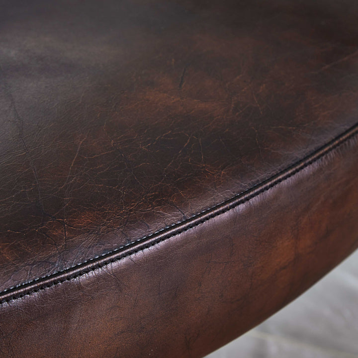 Thades Brown Leather Lounge Armchair