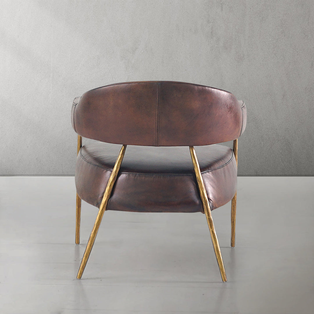 Thades Brown Leather Lounge Armchair