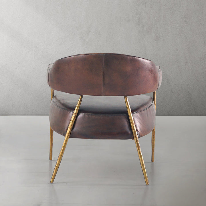Thades Brown Leather Lounge Armchair