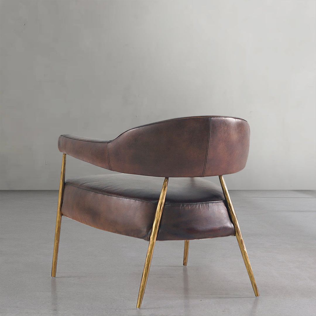 Thades Brown Leather Lounge Armchair