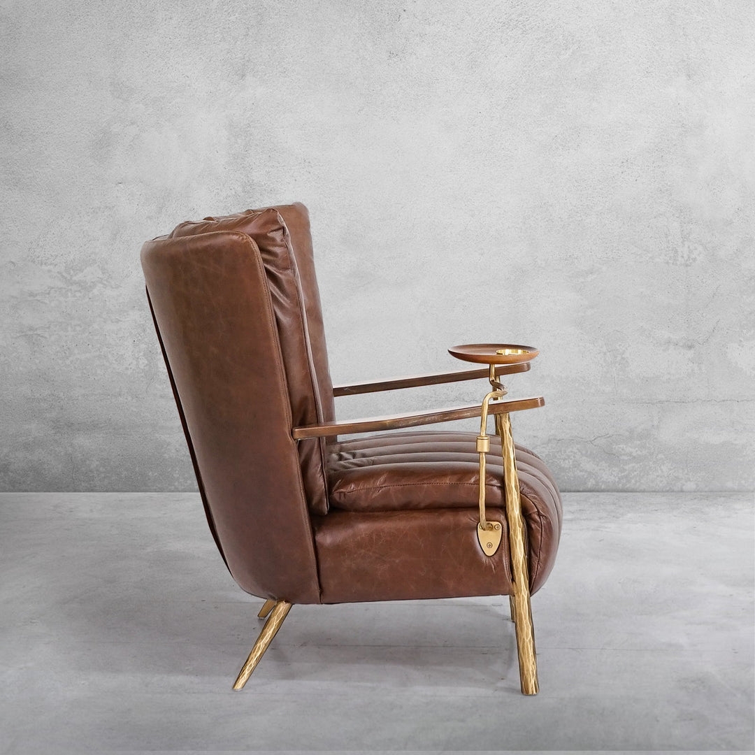 Thades Vintage Leather Armchair Cigar Chair