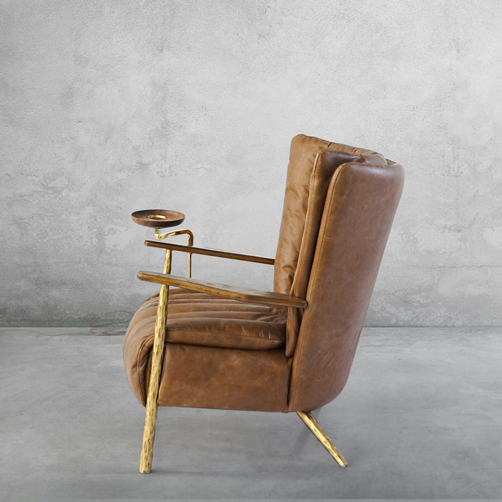 Thades Vintage Leather Armchair Cigar Chair