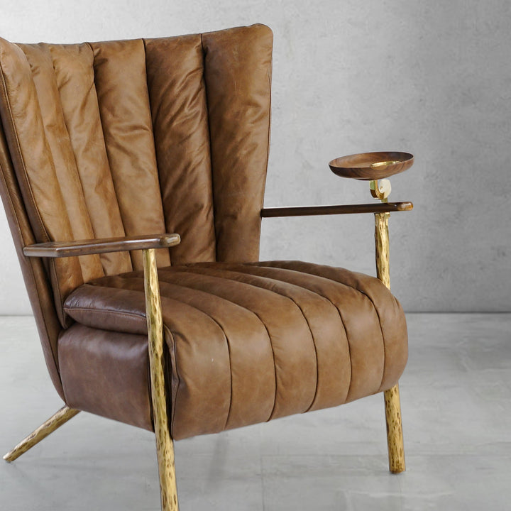 Thades Vintage Leather Armchair Cigar Chair