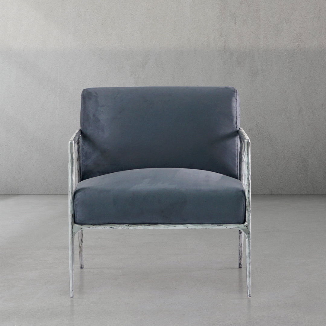 Thades Retro Silver Iron Frame Track Armchair