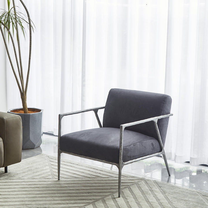 Thades Retro Silver Iron Frame Track Armchair