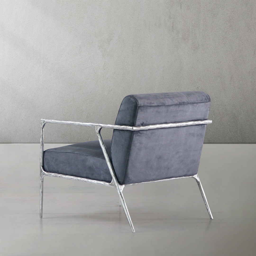 Thades Retro Silver Iron Frame Track Armchair