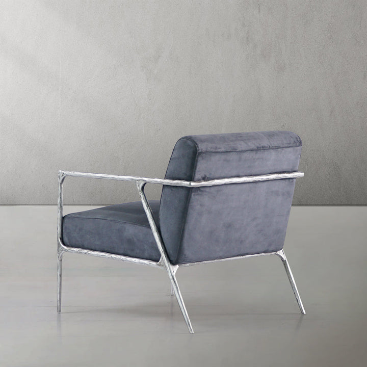 Thades Retro Silver Iron Frame Track Armchair