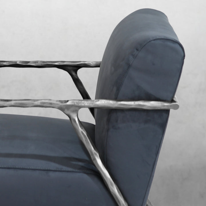 Thades Retro Silver Iron Frame Track Armchair