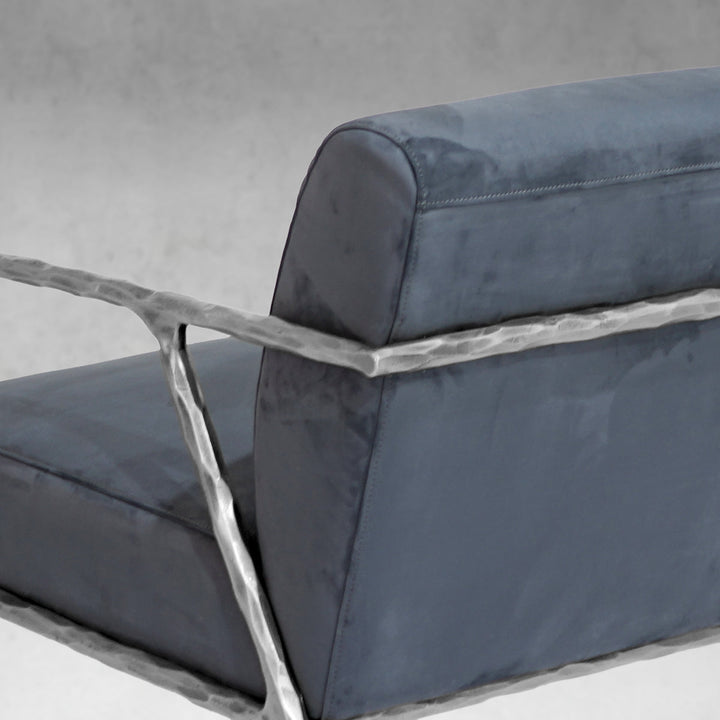 Thades Retro Silver Iron Frame Track Armchair