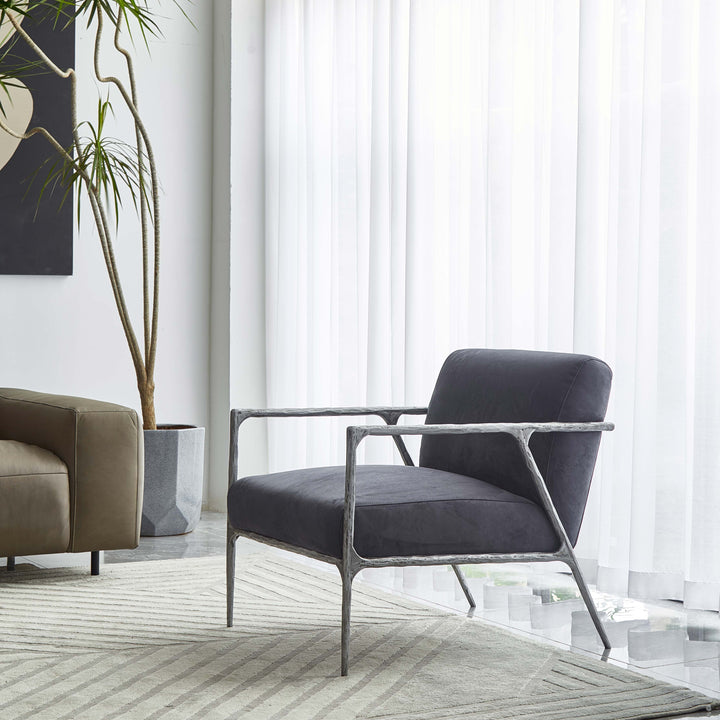 Thades Retro Silver Iron Frame Track Armchair