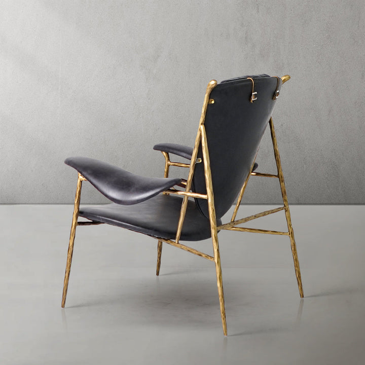 Thades Enamel Wooden Plate Leather Armchair