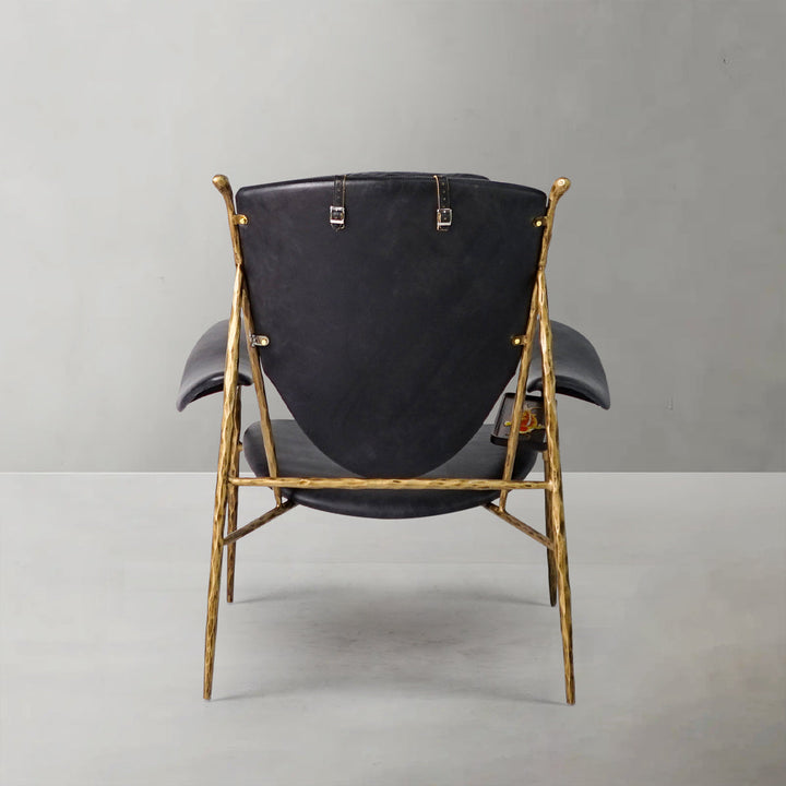 Thades Enamel Wooden Plate Leather Armchair