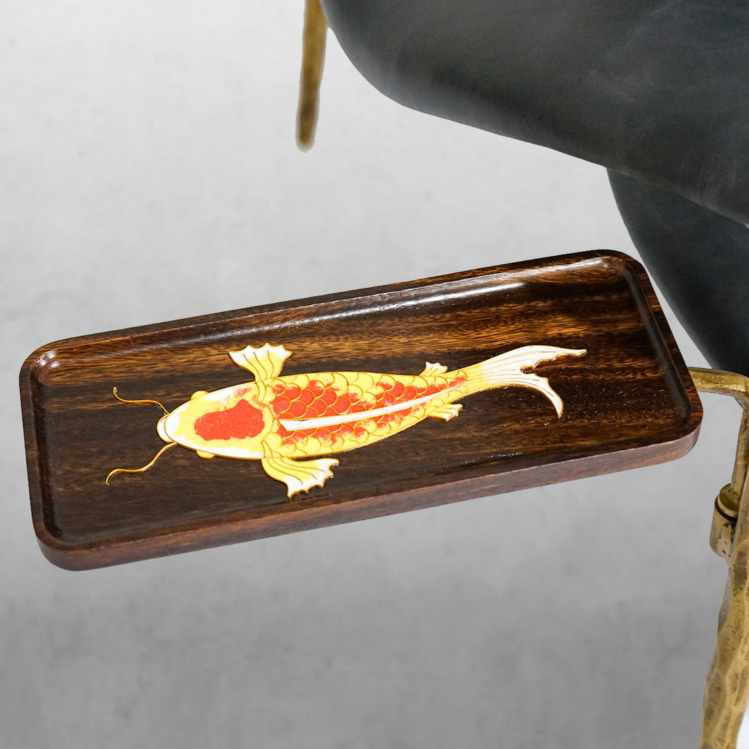 Thades Enamel Wooden Plate Leather Armchair