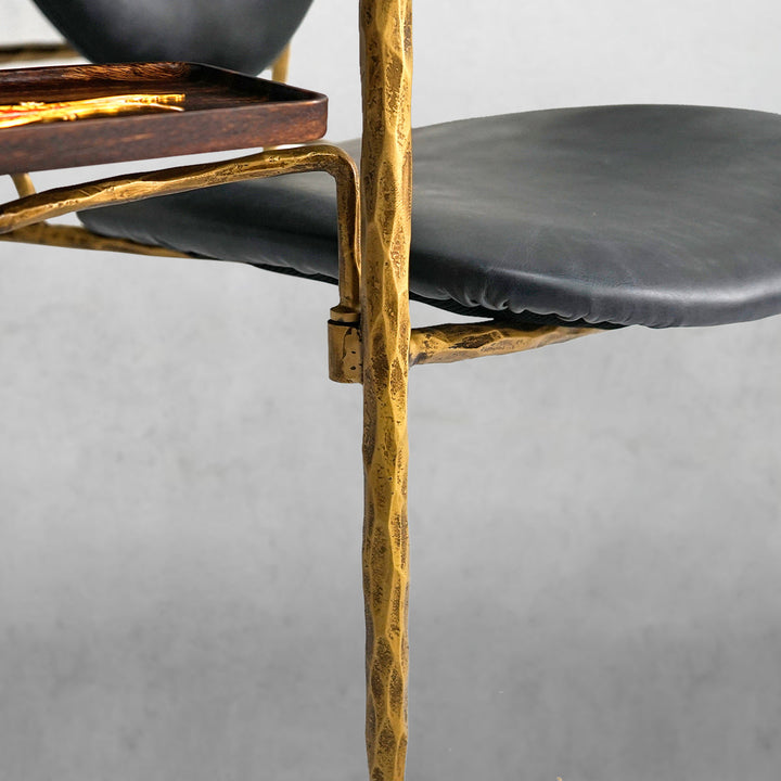 Thades Enamel Wooden Plate Leather Armchair