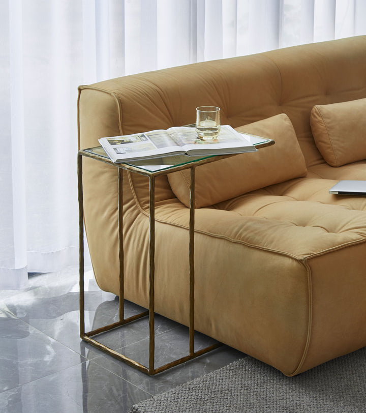 Thades Tempered Glass C-Shaped Side Table