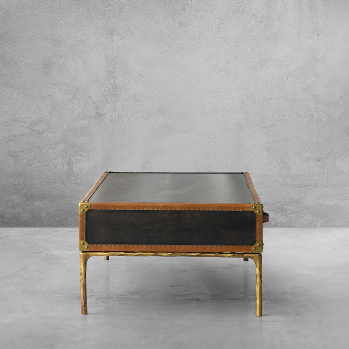 Thades Vintage Leather Square Coffee Table