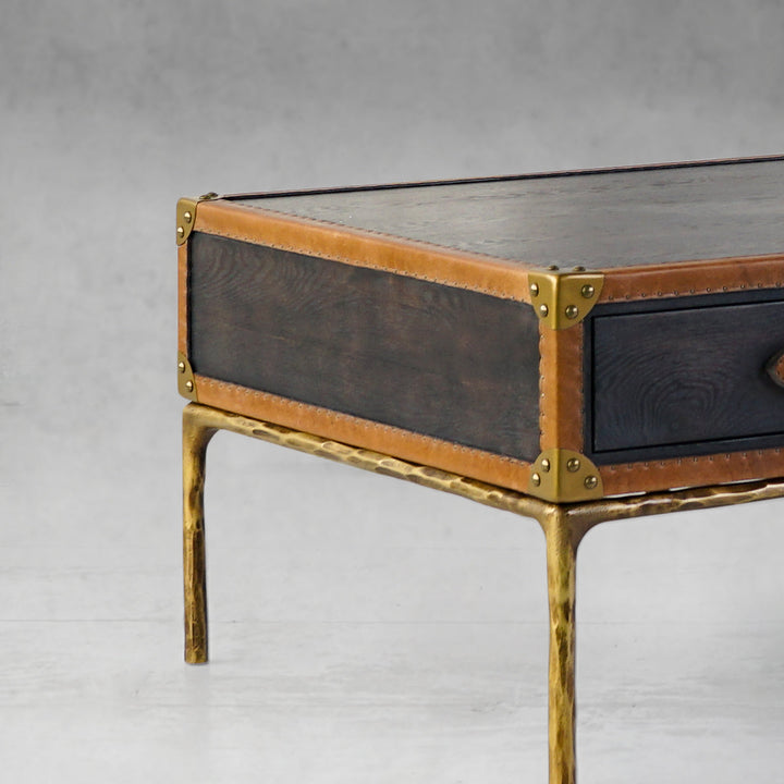 Thades Vintage Leather Square Coffee Table