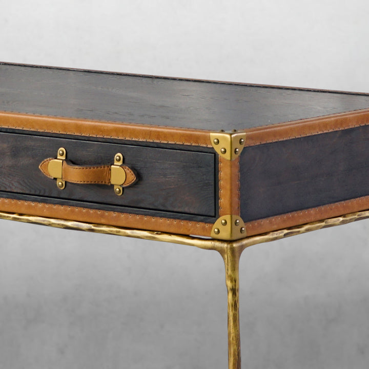 Thades Vintage Leather Square Coffee Table