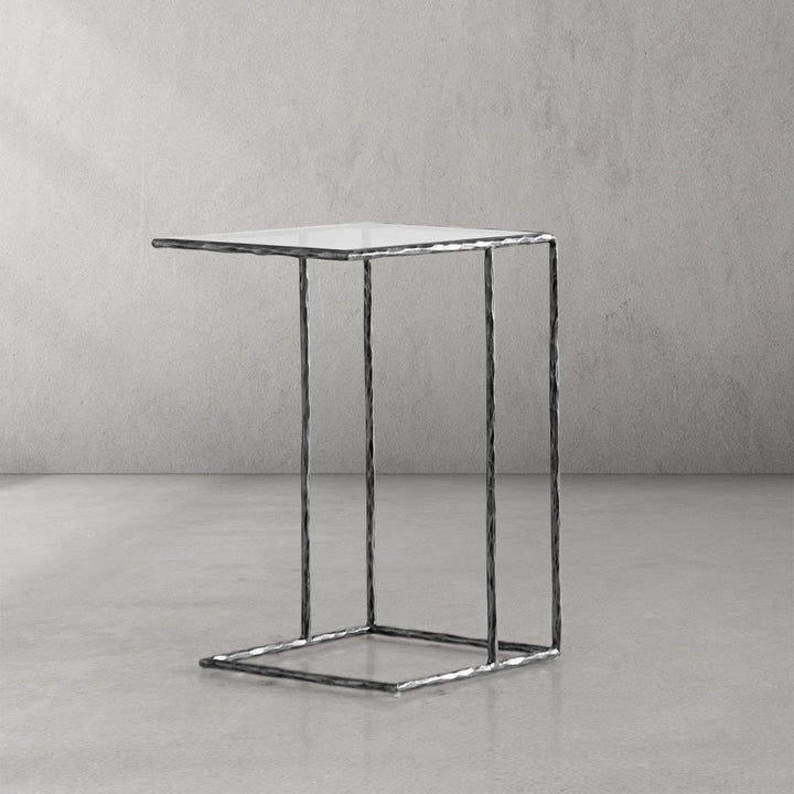 Thades Tempered Glass C-Shaped Side Table
