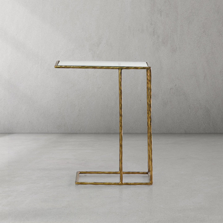 Thades Tempered Glass C-Shaped Side Table
