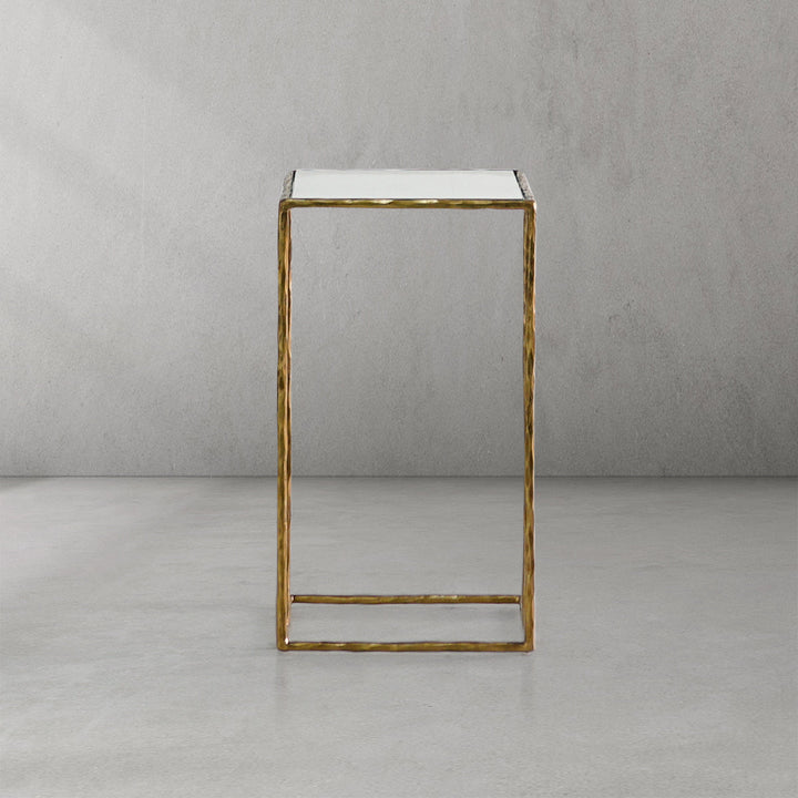 Thades Tempered Glass C-Shaped Side Table